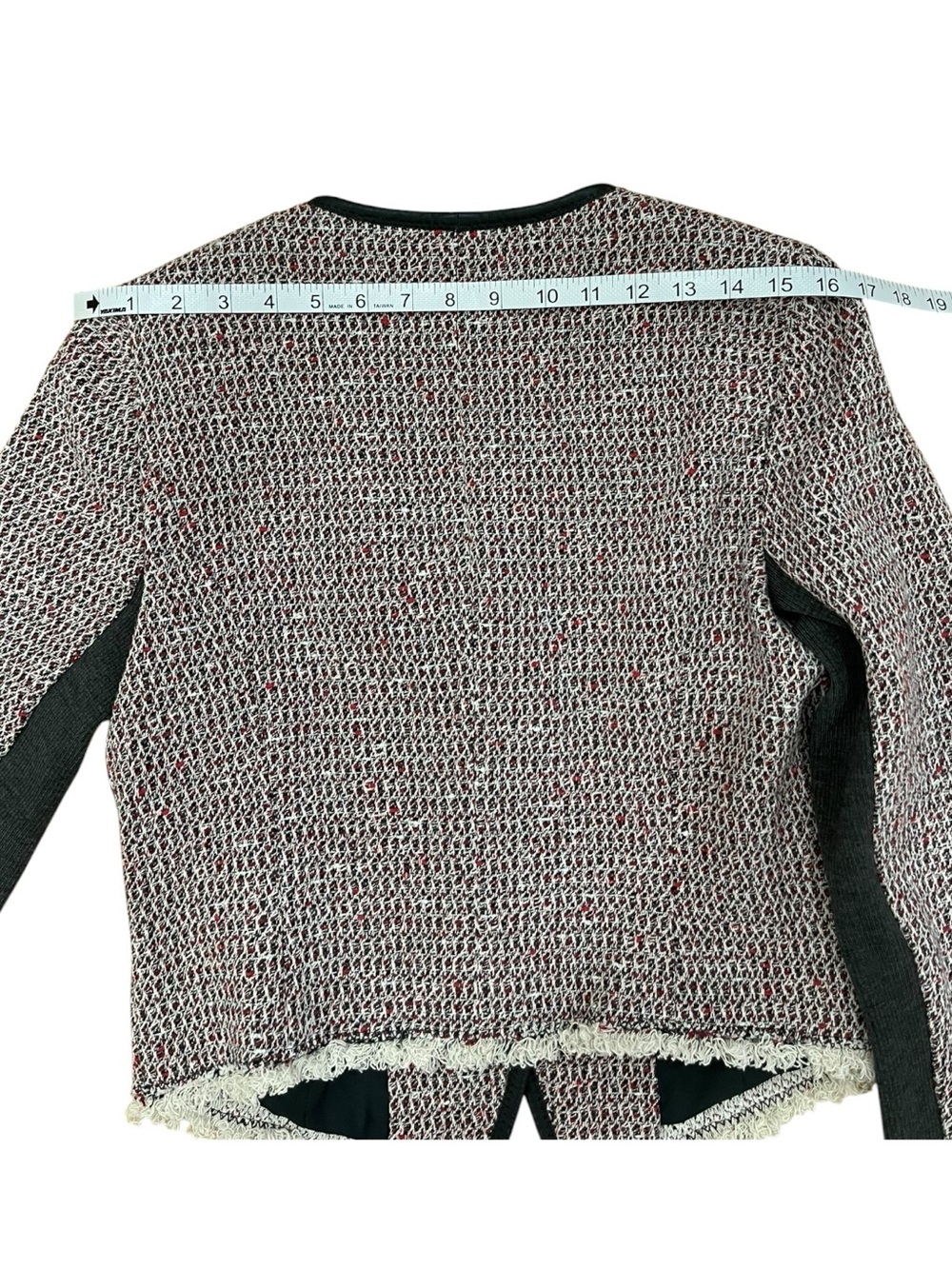 Rebecca Taylor Cutaway Leather Trim Tweed Jacket size 8 - Picture 10 of 10